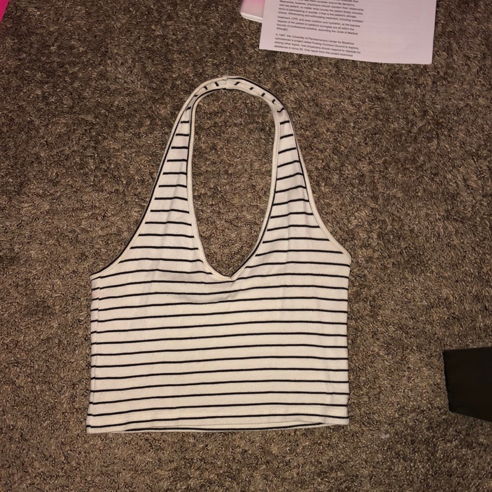 stripped brandy melville halter top